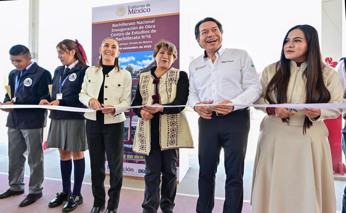 Sheinbaum y Delfina Gómez entregan obra educativa en Zumpango