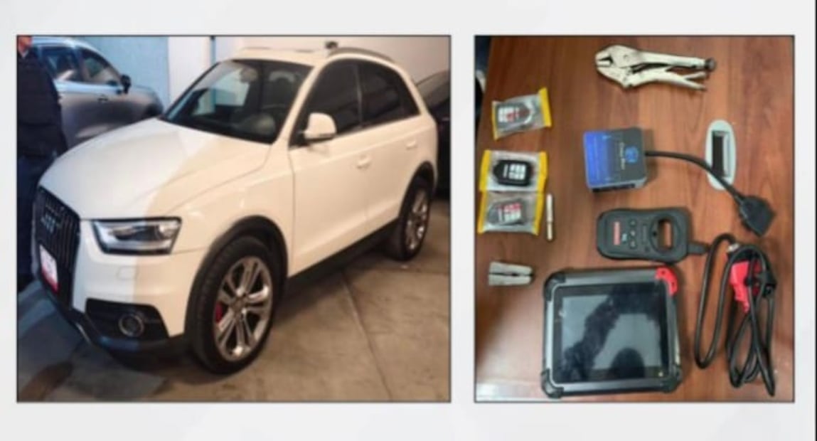 Vehículos de lujo eran ocultados en Lomas Verdes Sexta Sección antes de ser remarcados en Cuautitlán Izcalli. Foto Especial