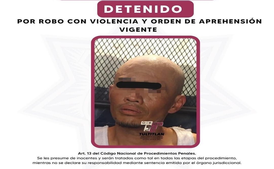 Este sujeto fue detenido por el robo de mercancía a un repartidor de la empresa Sabritas en Tultitlán. Foto: Especial