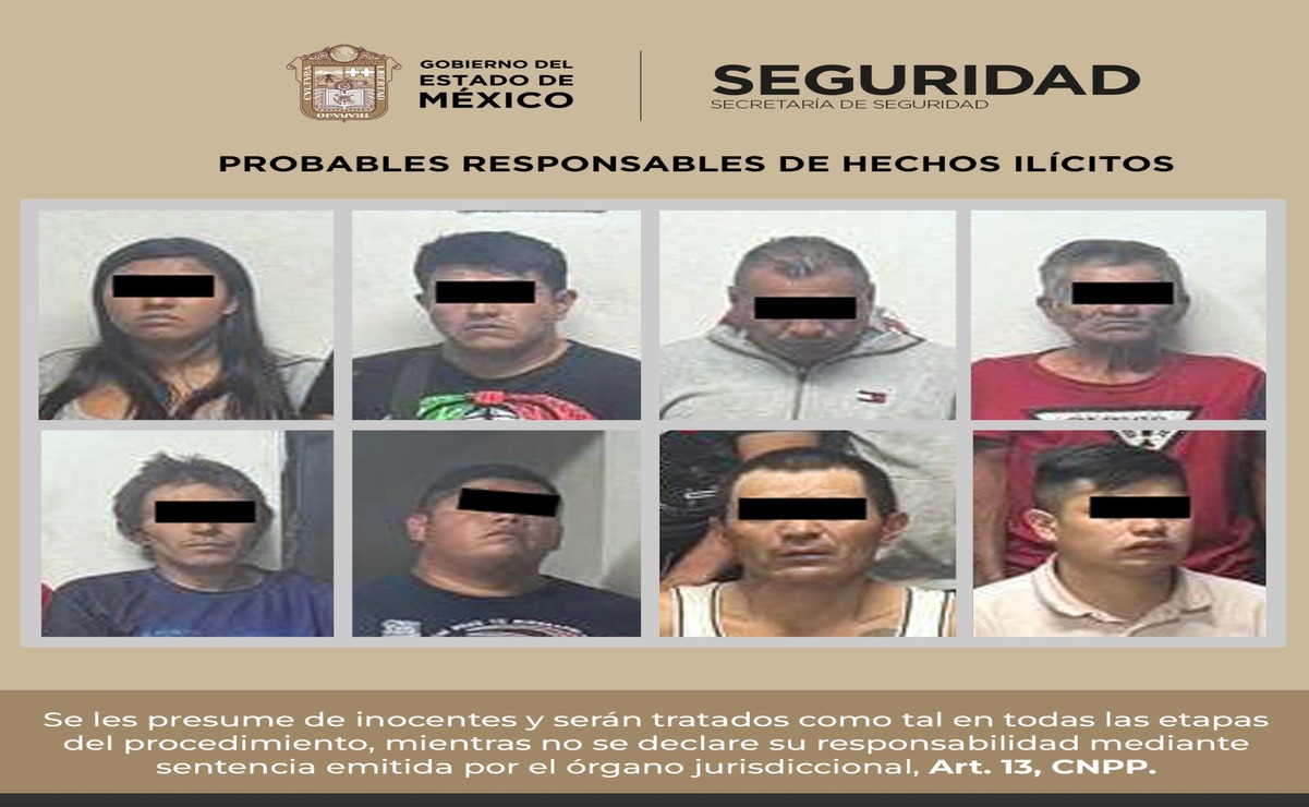 Los ocho detenidos fueron presentados ante el Agente del Ministerio Público donde se definirá su situación legal. Foto: Especial