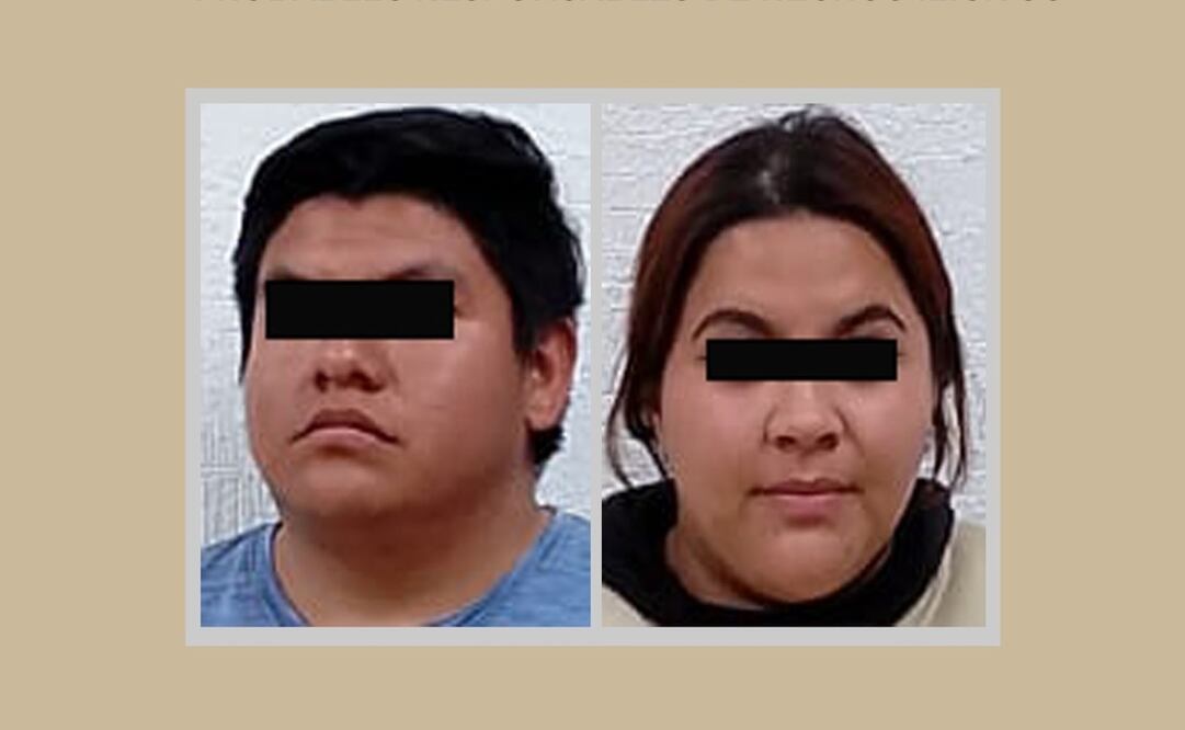 Diego “N” de 21 años y Geraldyne “N” de 20 años, fueron detenidos por elementos de la Secretaría de Seguridad del Estado de México. Foto: Especial