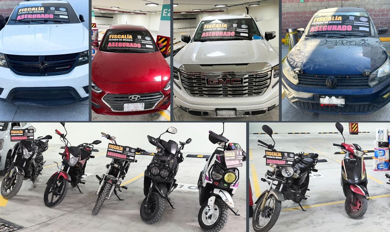 Entre los objetos decomisados están camionetas y motocicletas presuntamente usadas para la comisión de delitos. Foto Especial