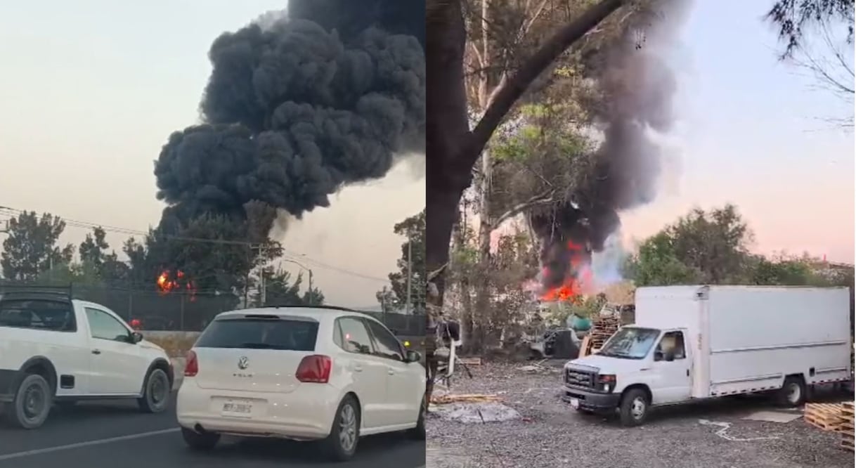 La columna de humo negro fue perceptible desde diversos puntos del municipio y la autopista México-Querétaro. Foto Especial