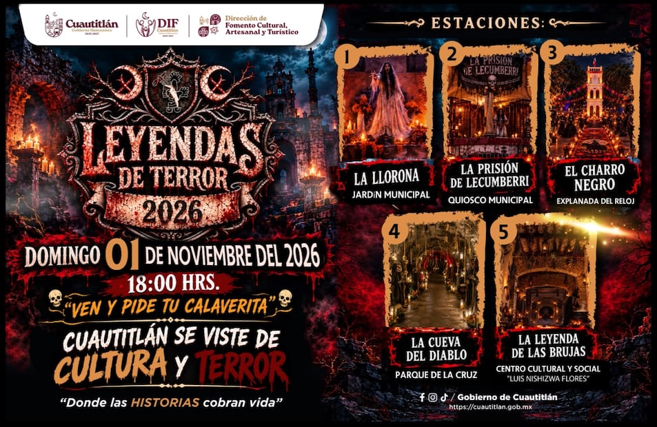 Además de El Charro Negro, en la Explanada del Reloj; La Cueva del Diablo, en el Parque de la Cruz, y La Leyenda de las Brujas, en el Centro Cultural y Social “Luis Nishizawa Flores”. Foto: especial