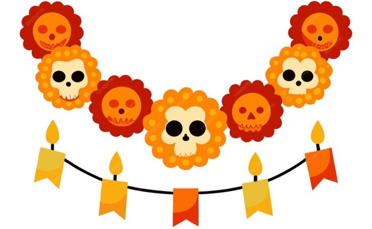 Las guirnaldas de calaveras son un adorno muy fácil de realizar para Día de Muertos. Foto: Freepik.