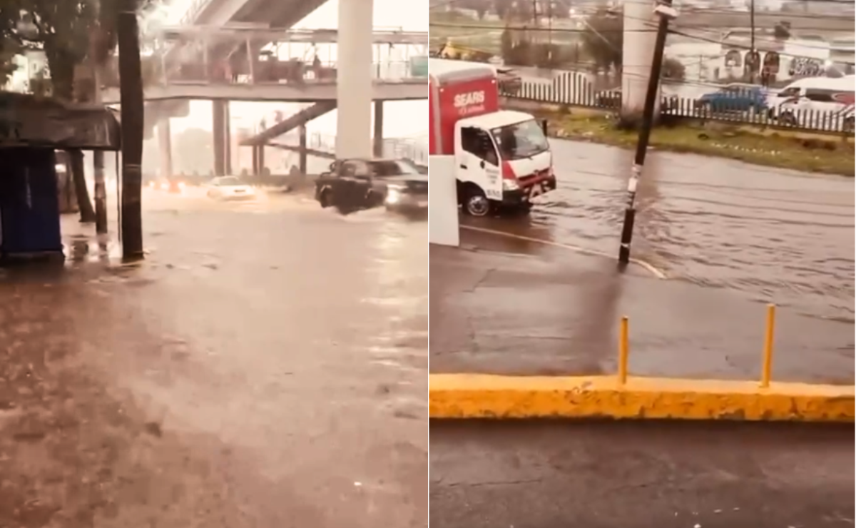 VIDEO: ¡Ahogados en Coacalco! La lluvia convierte vialidades en ríos y desquicia el tráfico
