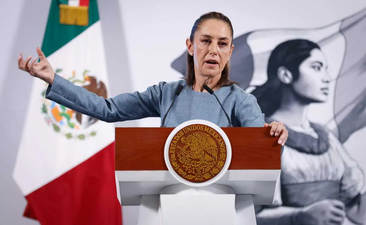 Conferencia del pueblo del 24 de marzo del 2025 que encabeza al presidenta de México, Claudia Sheinbaum Pardo, en Palacio Nacional. Foto: Diego Simón / EL UNIVERSAL