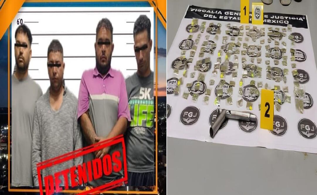 Estos sujetos fueron deteneos al interior del sitio, quienes se identificaron como Dayner “N”, Jorge “N”, Andy “N” y Néstor “N”. Foto: Especial