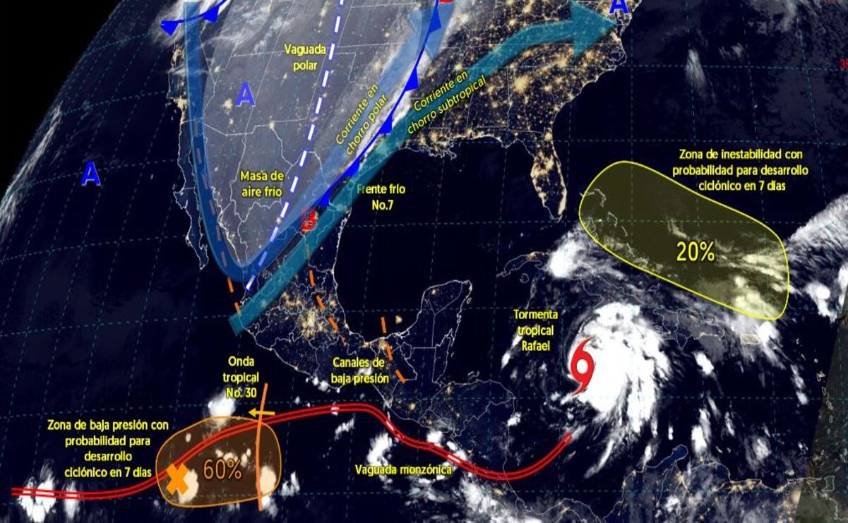 El frente frio No. 7 se desplazará sobre el noreste gradualmente