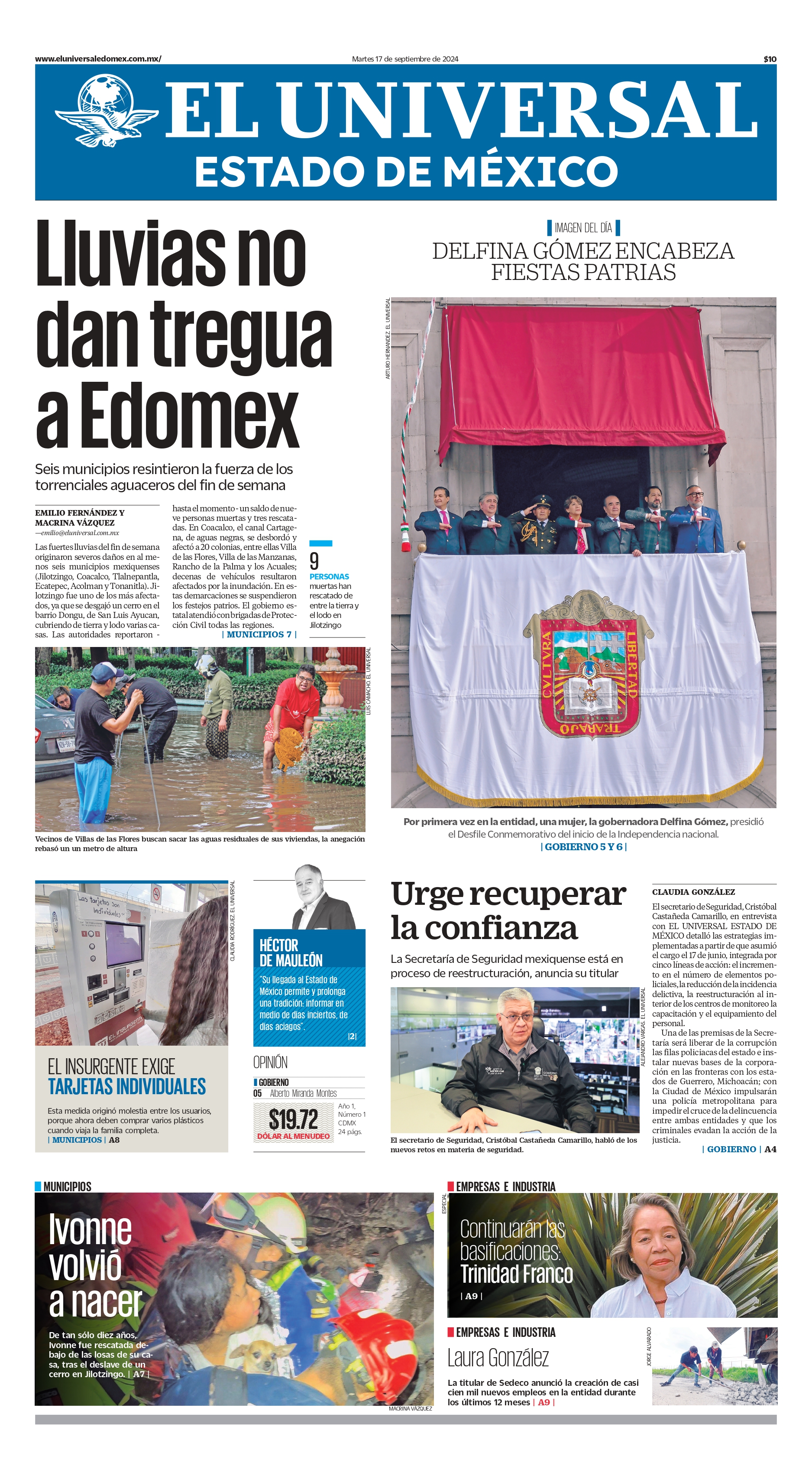 Portada 17 de septiembre de 2024. Foto El Universal