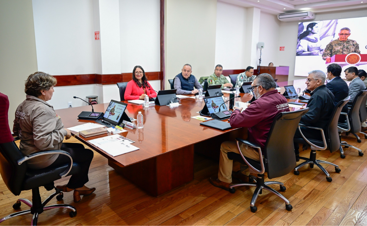La gobernadora Delfina Gómez anuncia desde Toluca la disminución del 24% en la incidencia delictiva de alto impacto, destacando el éxito de las estrategias de seguridad. Foto: Especial