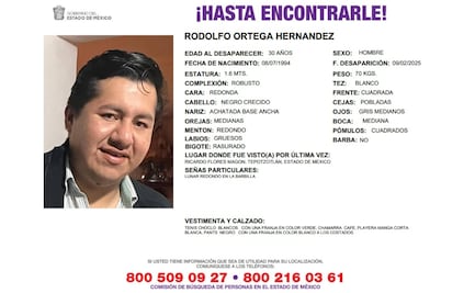 ¿Lo has visto? Rodolfo Ortega desapareció en Tepotzotlán; su familia lo busca desesperadamente