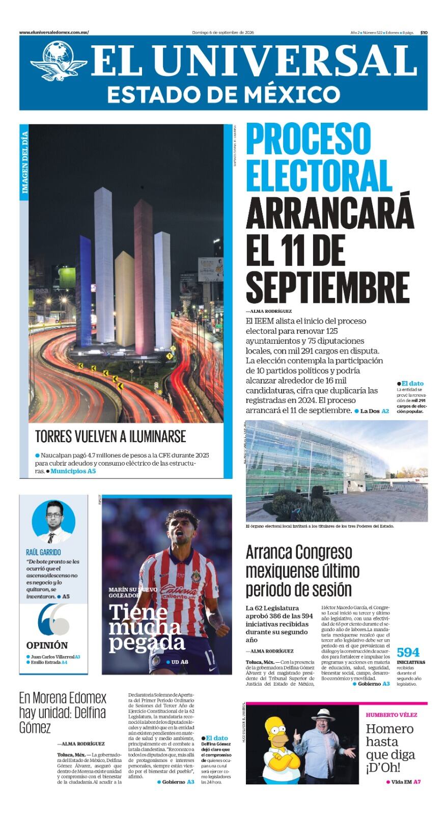 Portada del 06 de septiembre del 2026