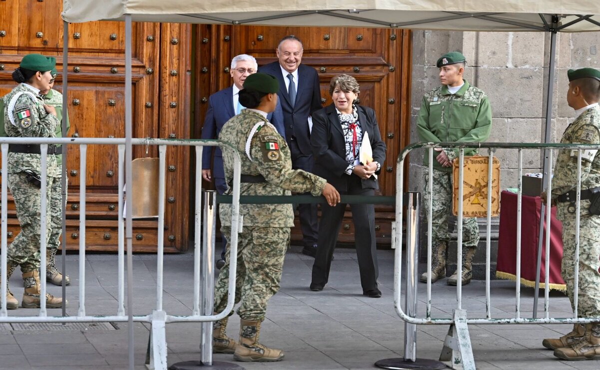 Delfina Gómez Álvarez se reunió con el Gabinete de Seguridad Federal en Palacio Nacional. Foto: @delfinagomeza / X