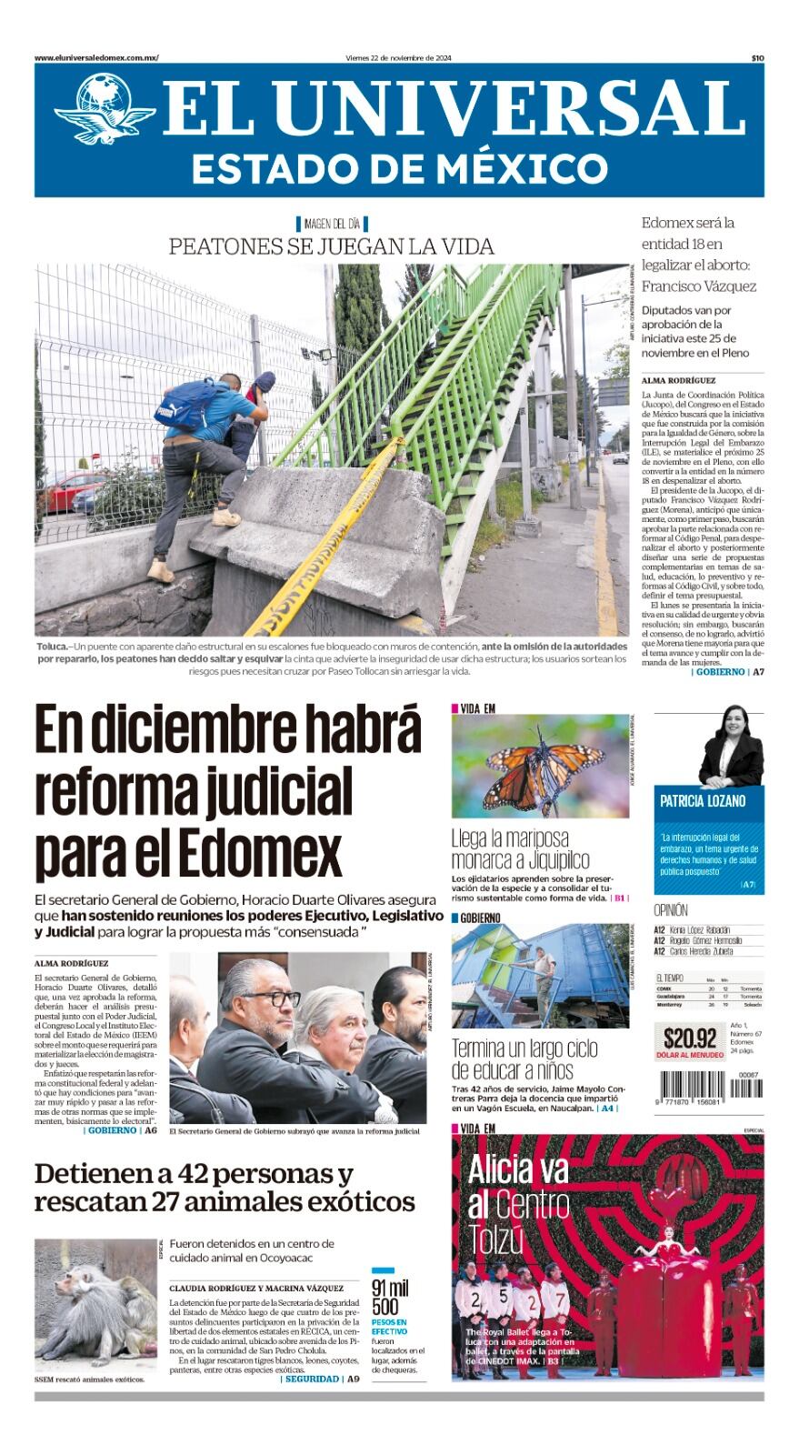 Portada Edomex 22 de noviembre