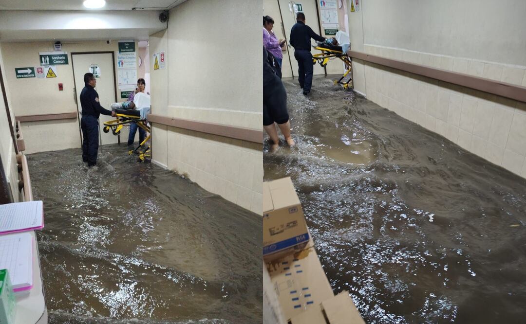 ¡La tromba azotó fuerte! Así quedó el Hospital del IMSS en Los Reyes La Paz, mientras colonias enteras en Neza y Chimalhuacán luchan contra las inundaciones. Foto: Especial