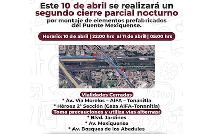 ¡Cierres nocturnos en Ecatepec! Conoce horarios y vías alternas por el montaje del Puente Mexiquense