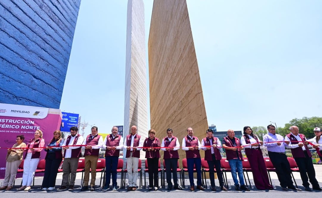 Desde las emblemáticas Torres de Satélite, la gobernadora Delfina Gómez encabeza la inauguración de la reconstrucción de Periférico Norte. Foto Especial