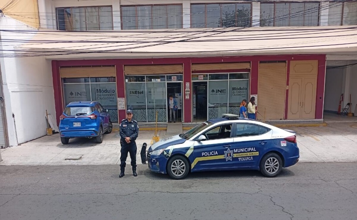Seguridad y Protección de Toluca y elementos de la Guardia Nacional vigilan instalaciones del INE / Foto Especial