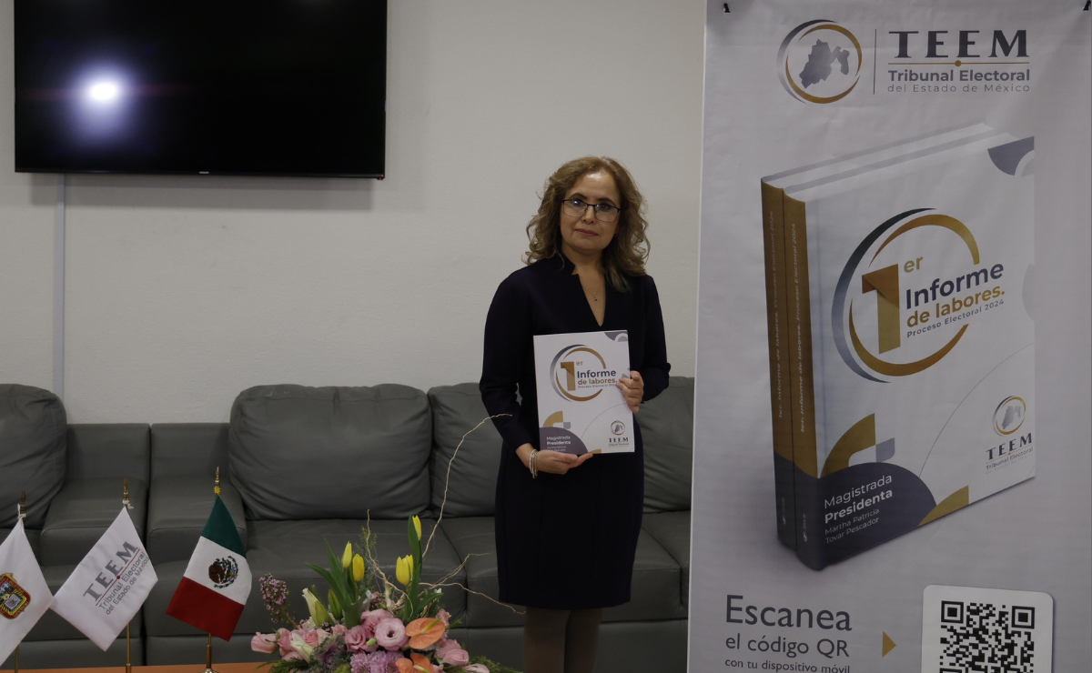 La magistrada presidenta Martha Patricia Tovar Pescador durante la presentación del Primer Informe de Labores del TEEM. Foto: Arturo Hernández