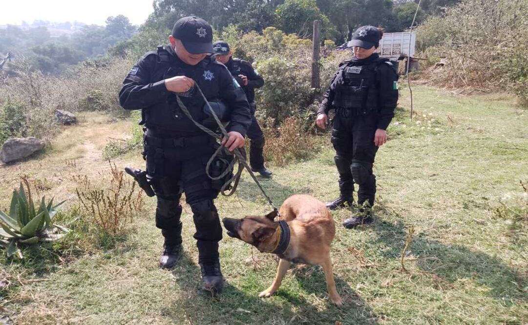 Elementos de seguridad y binomios caninos arribaron a la Presa Madín en Atizapán de Zaragoza por la desaparición de un hombre. Foto: Rebeca Jiménez.