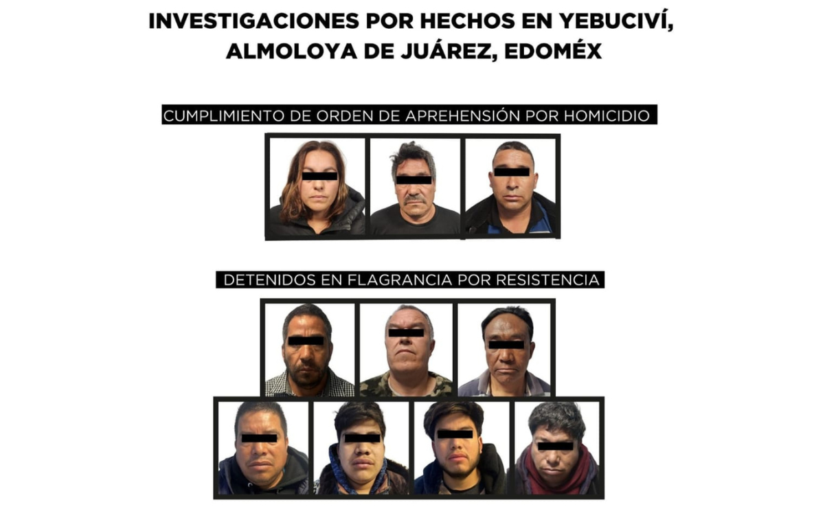 La Fiscalía General de Justicia del Estado de México detuvo a varios individuos relacionados con el linchamiento en Almoloya de Juárez / Foto: Especial