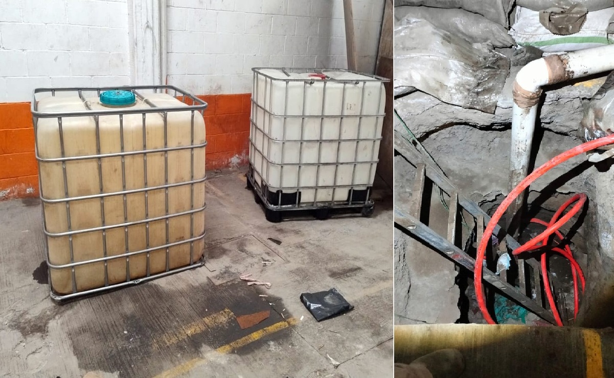 Al interior de un inmueble se encontró una toma clandestina de hidrocarburo en  Tlalnepantla.  Foto: Especial