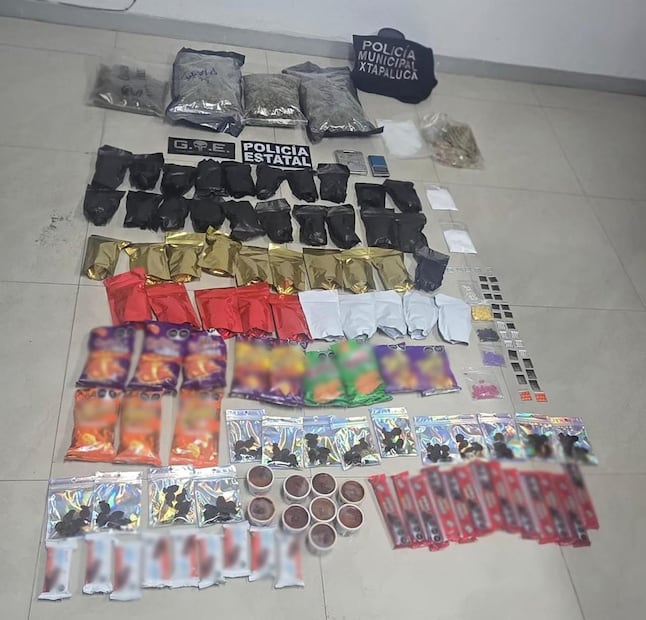 Localizaron más de 140 bolsas de plástico de diferentes tamaños y colores, así como bolsas que simulaban frituras. Foto: especial