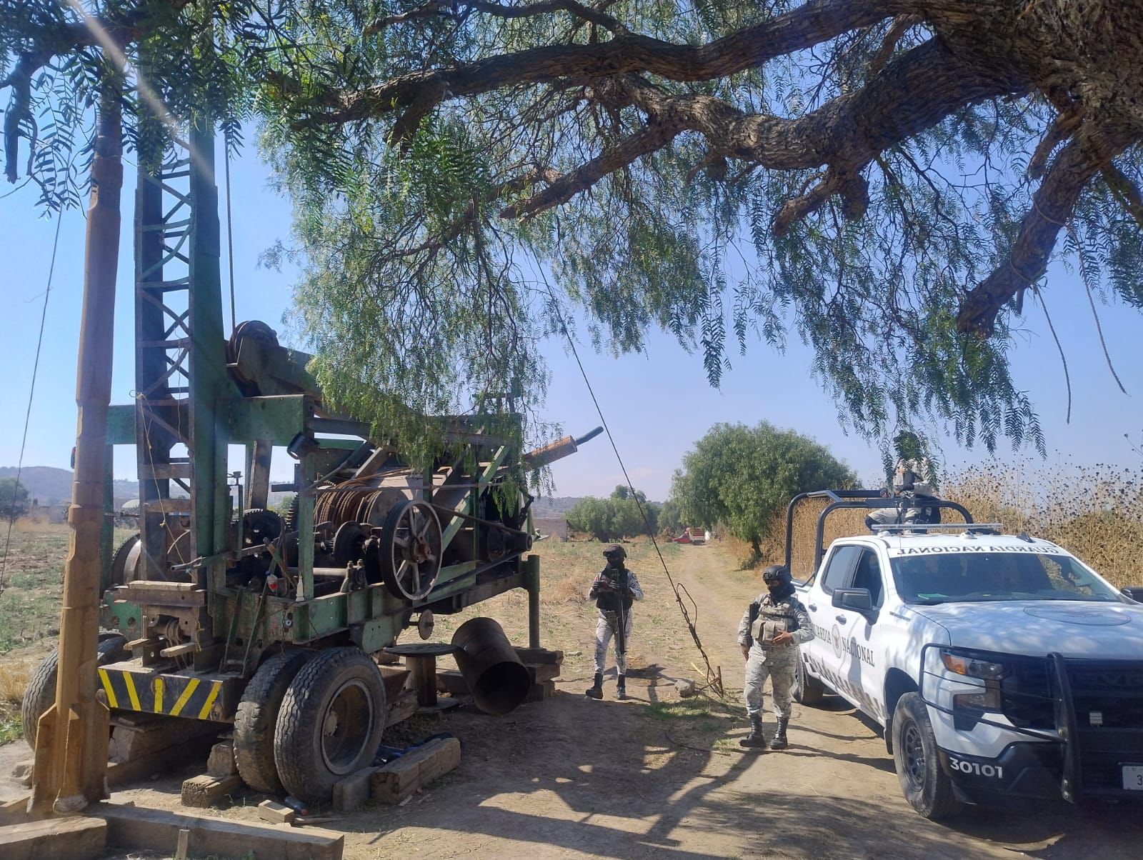 Conagua y GN realizan operativo en Texcoco y Chicoloapan contra extracción ilegal de agua. Foto Especial