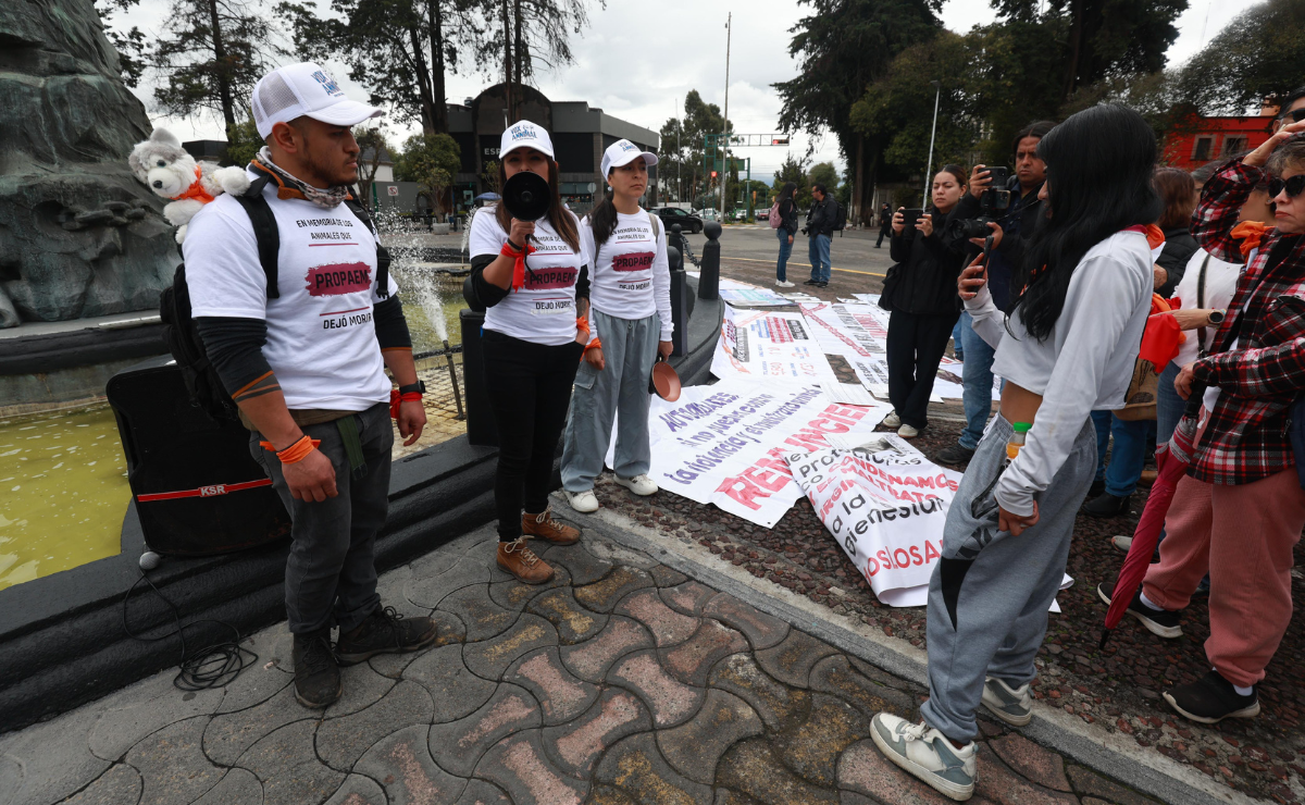 La manifestación en Toluca exige transparencia y eficacia ante la inoperancia de la PROPAEM. Foto: Alejandro Vargas