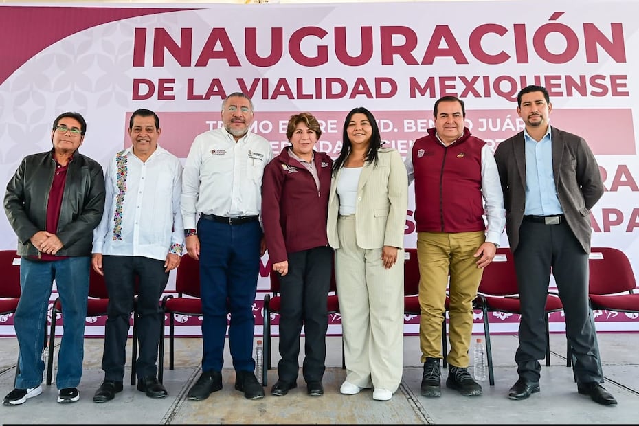 La gobernadora Delfina Gómez Álvarez encabeza la inauguración de la Vialidad Mexiquense junto a autoridades locales. Foto Especial