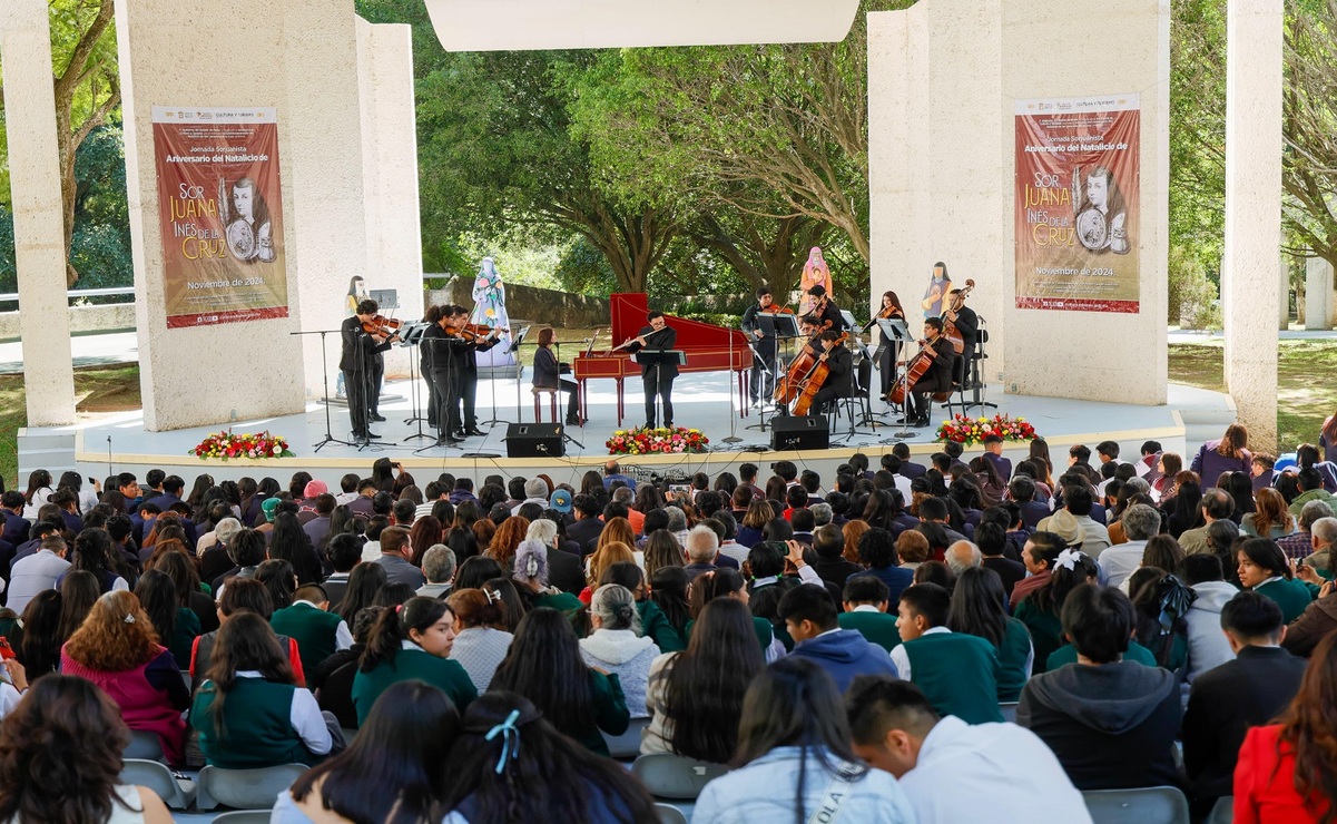 En el homenaje a la Decima Musa, se presentó la Orquesta Filarmónica Mexiquense (OFM) con un concierto de cuerdas. Foto: Especial