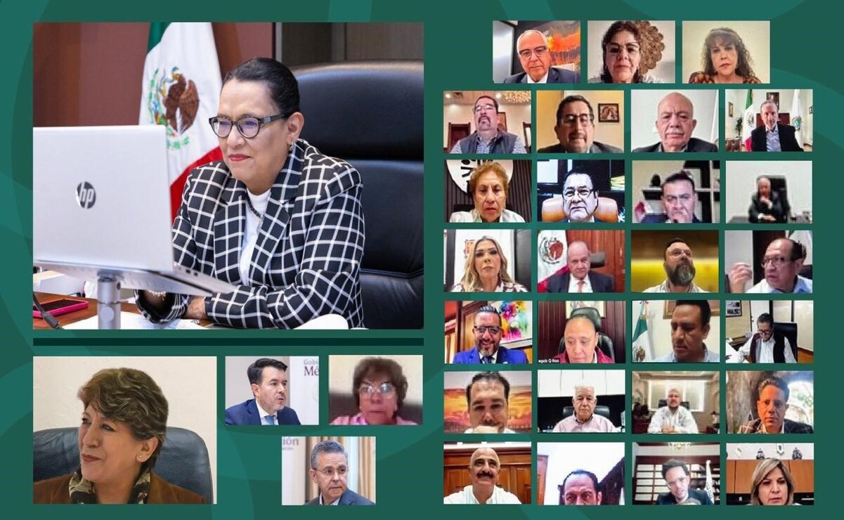 Delfina Gómez Álvarez se reunió de manera remota con la secretaria de Gobernación, Rosa Icela Rodríguez Velázquez y con titulares de diversas dependencias estatales. Foto: Especial