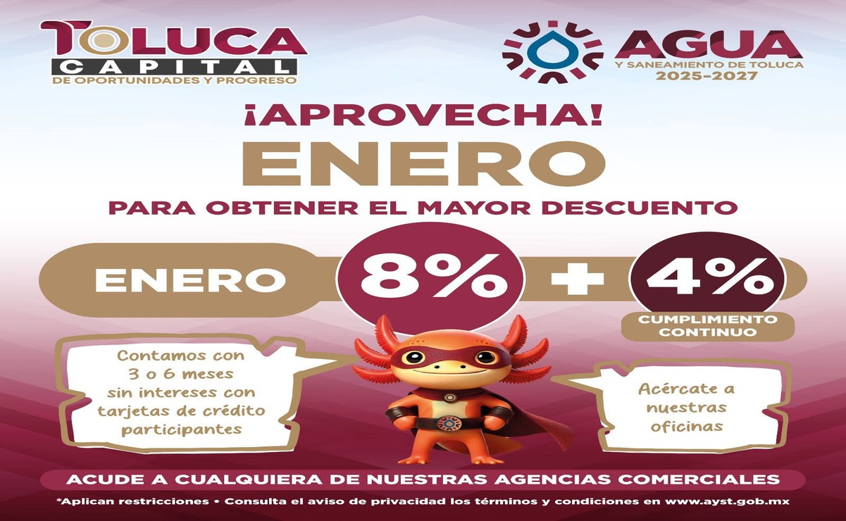 Los contribuyentes pueden acceder a un 4% de descuento adicional si se va al corriente con el pago de este servicio / Foto: Especial