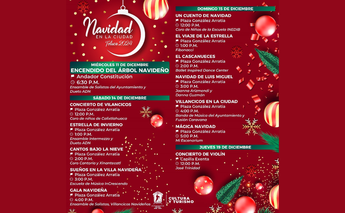 El sábado 14, la Plaza González Arratia se vestirá de fiesta con el concierto de villancicos del Coro de Niños de Calixtlahuaca Foto: Especial