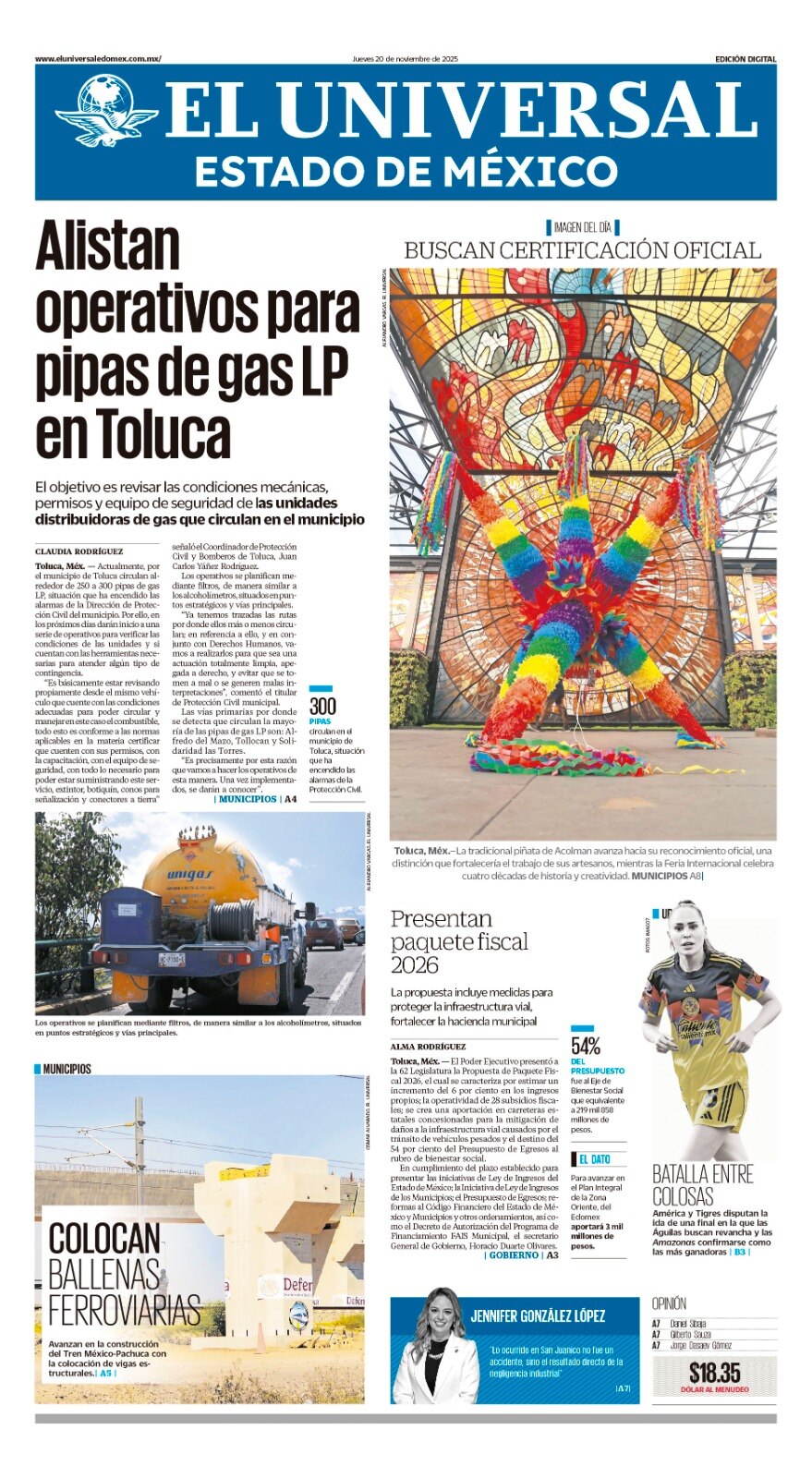 Portada del 20 de noviembre