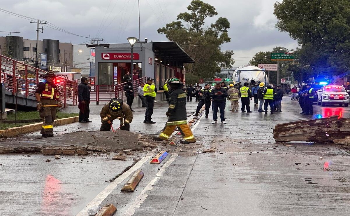 Alerta vial en Tultitlán: López Portillo con cierres por retiro de puente dañado tras accidente de tráiler