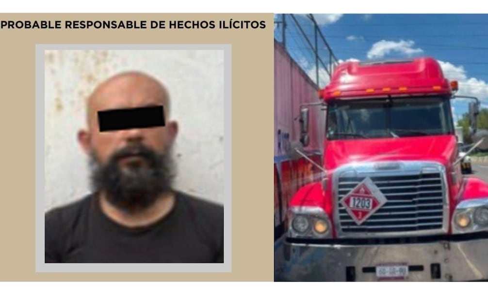 Luis “N”, de 42 años de edad, fue detenido por elementos de la SSEM en posesión de miles de litros de hidrocarburo presuntamente ilegal. Foto Especial