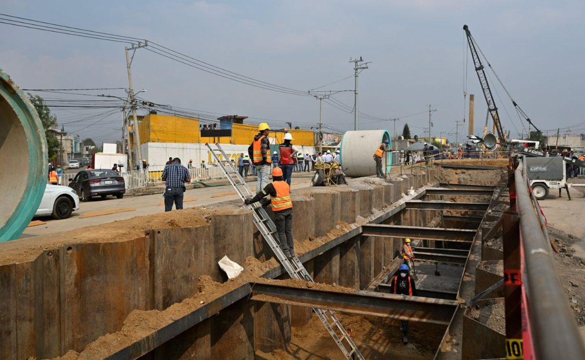 Con una inversión tripartita de 345 millones de pesos, el Colector Tejones busca ser la solución definitiva a las inundaciones en Chalco. Foto: Especial