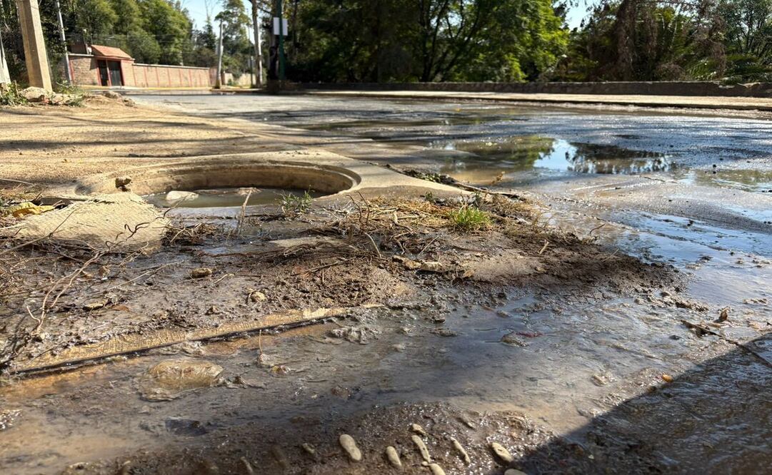 El desperdicio de agua ocurre en la avenida Cisnes, cerca de la ribera del Lago de Guadalupe. Foto: Arturo Contreras