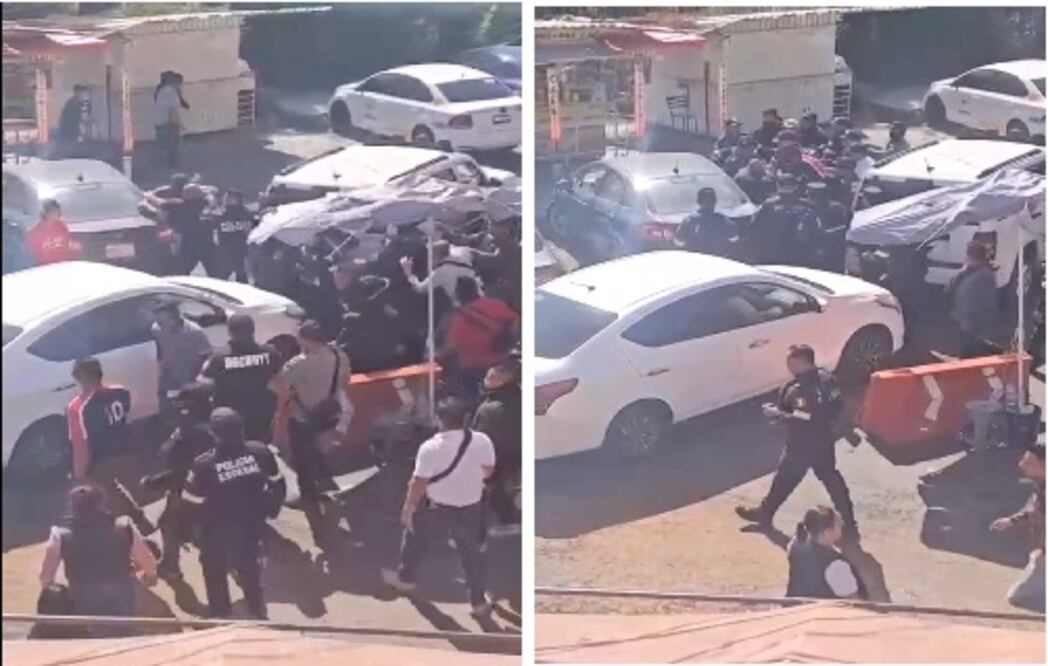 La trifulca se extendió afuera de las instalaciones del Ministerio Público en Ecatepec. Foto Especial