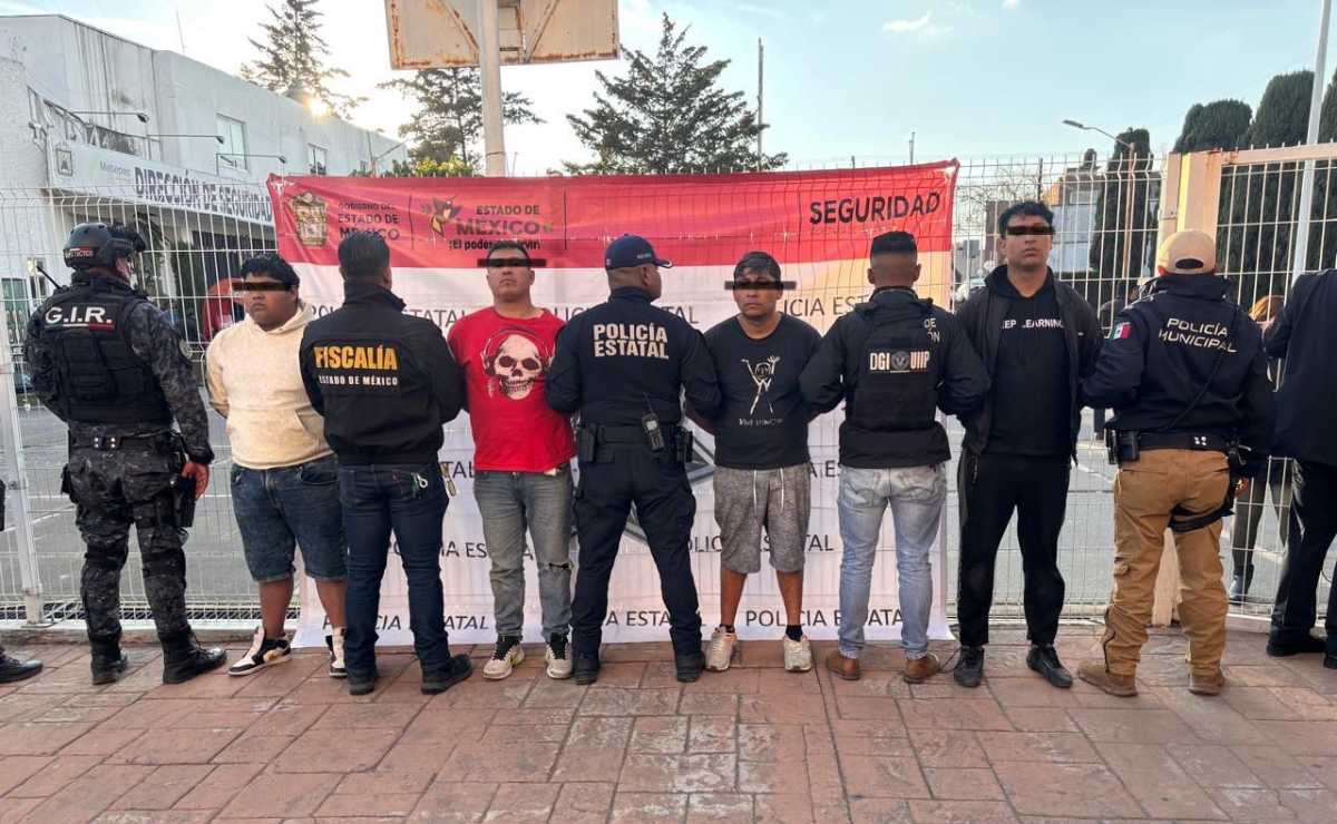 Detenidos por feminicidio en Metepec. La policía logró la captura de cuatro hombres presuntamente involucrados en el crimen. Foto: Especial