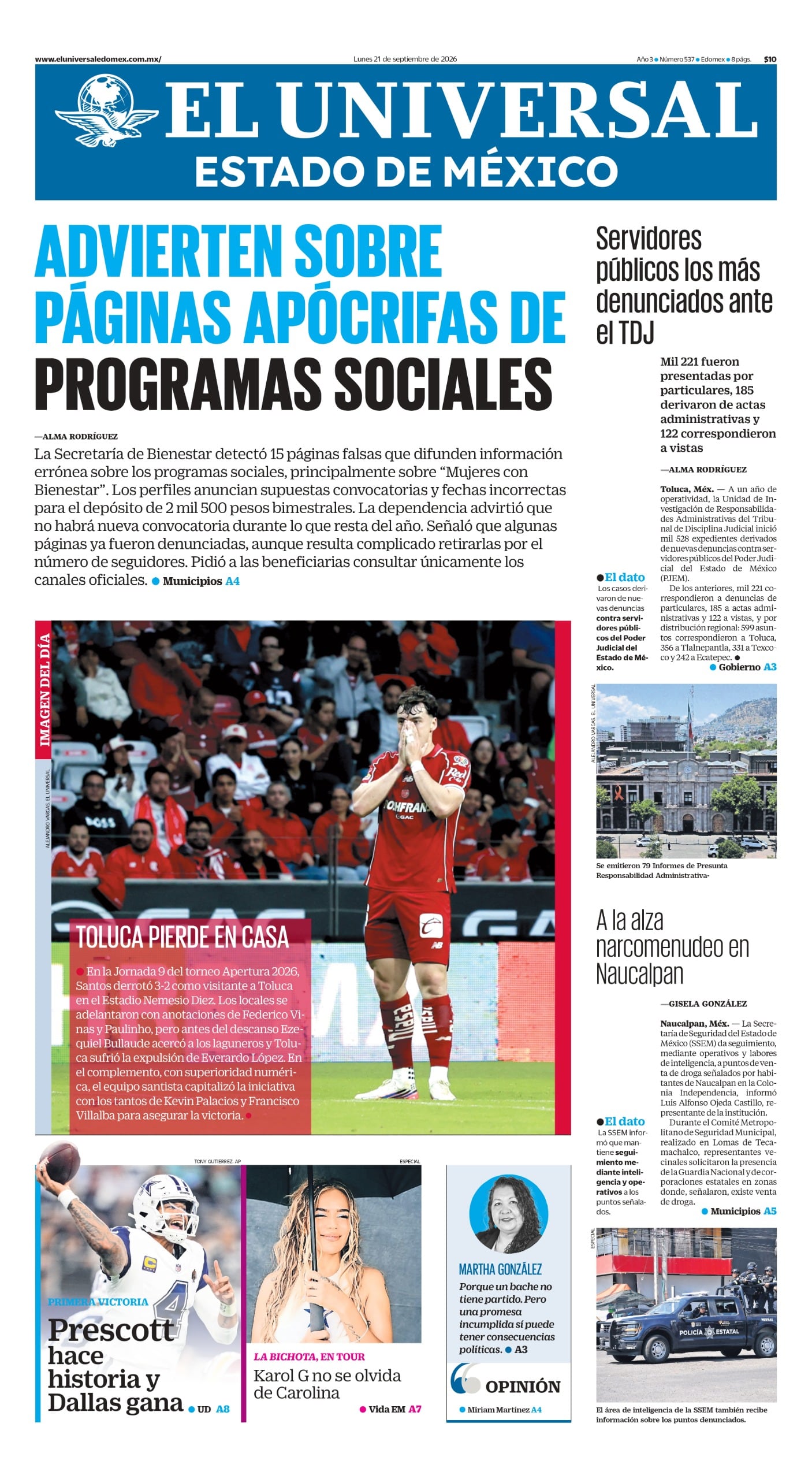 Portada 21 de septiembre de 2026