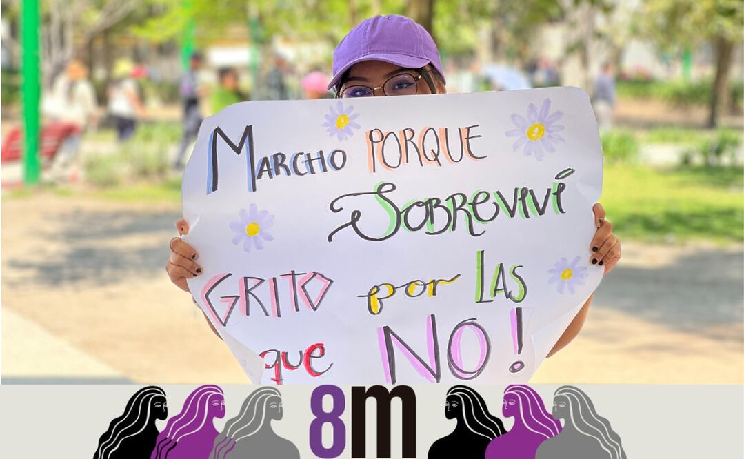 Ulani Alcántara, víctima de violencia, se une a la marcha del 8M para inspirar a otras mujeres. Foto Arturo Hernández
