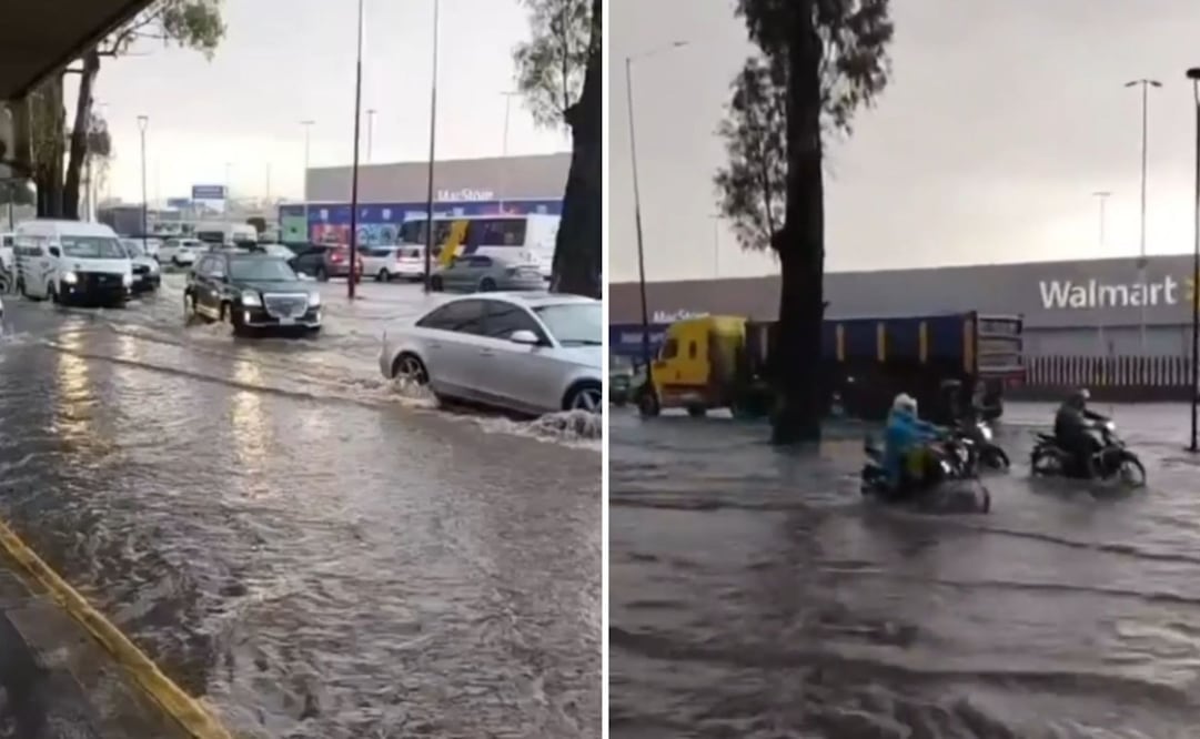 Los encharcamientos rápidos en la carretera México-Texcoco obligaron a los conductores a avanzar a vuelta de rueda. Foto Especial