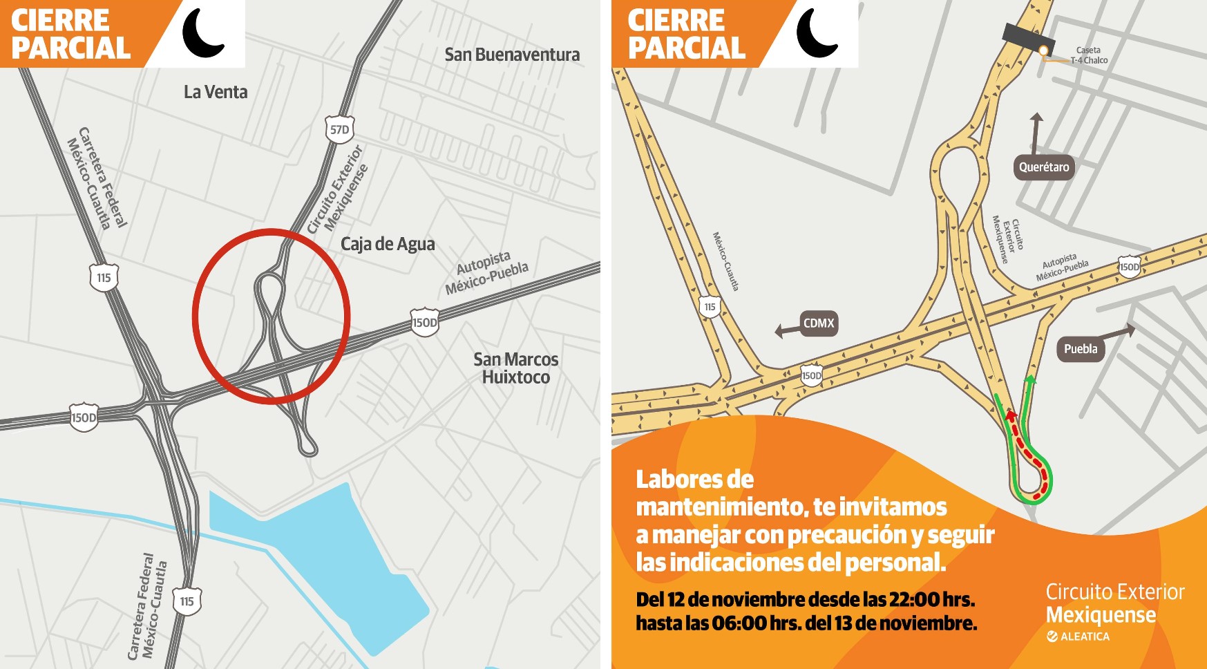 El Circuito Exterior Mexiquense anunció cierres parciales en algunos tramos. Foto Especial