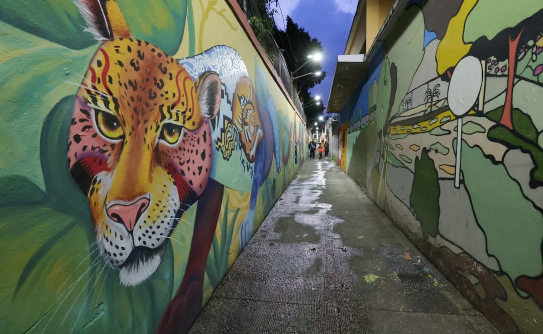 Doce muralistas del gobierno municipal plasmaron 310 metros cuadrados de diseños inspirados en la naturaleza y motivos prehispánicos. Foto Especial