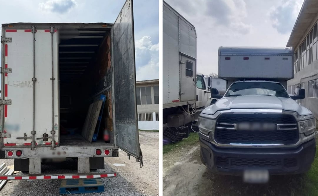 Camión de carga recuperado durante el operativo, mismo que transportaba autopartes valuadas en más de 700 mil pesos. Foto Especial