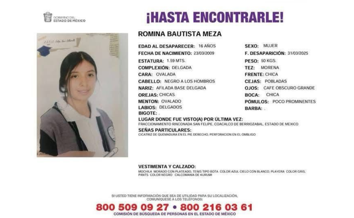 Los nombres que Coacalco busca: Fernanda, Romina, Brenda, Fernanda, Tabata y Mía, desaparecidas