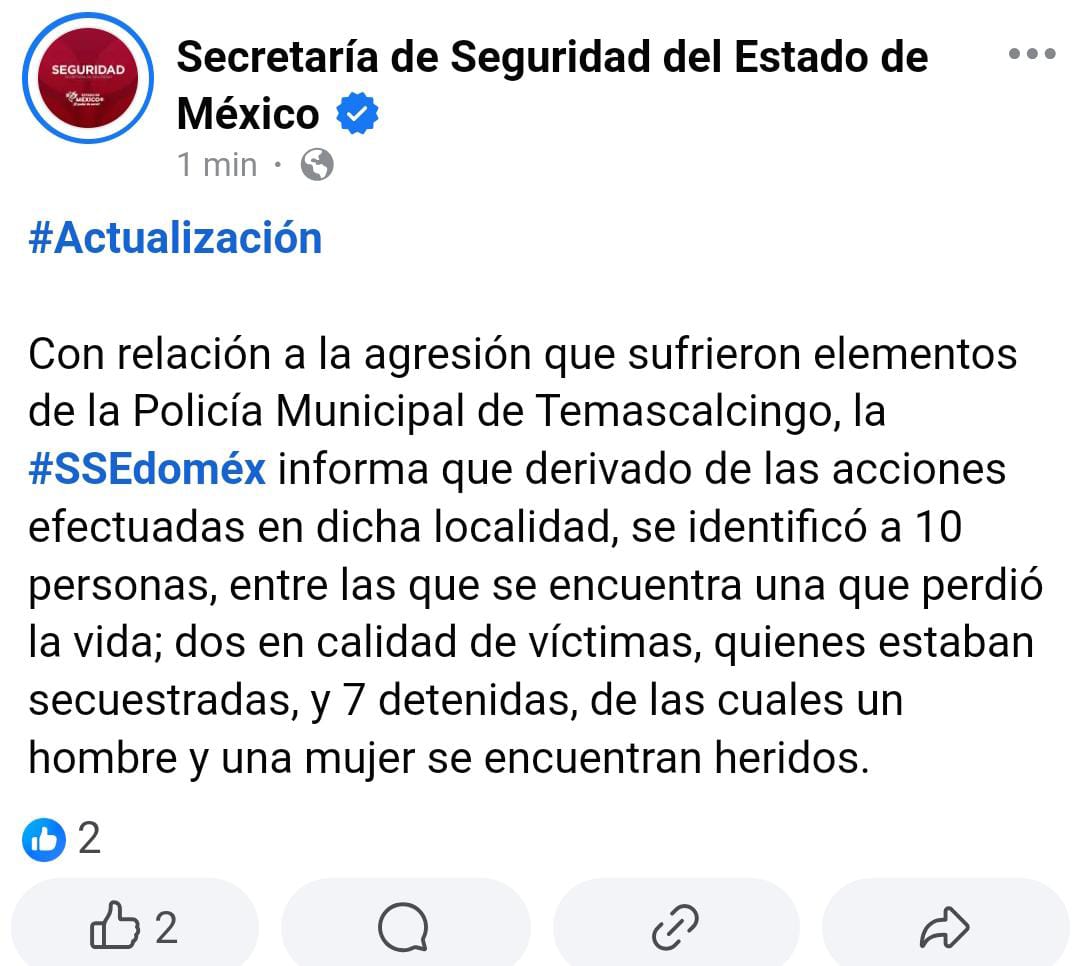 La secretaria de Seguridad informó sobre las acciones realizadas en Temascalcingo. Foto Especial